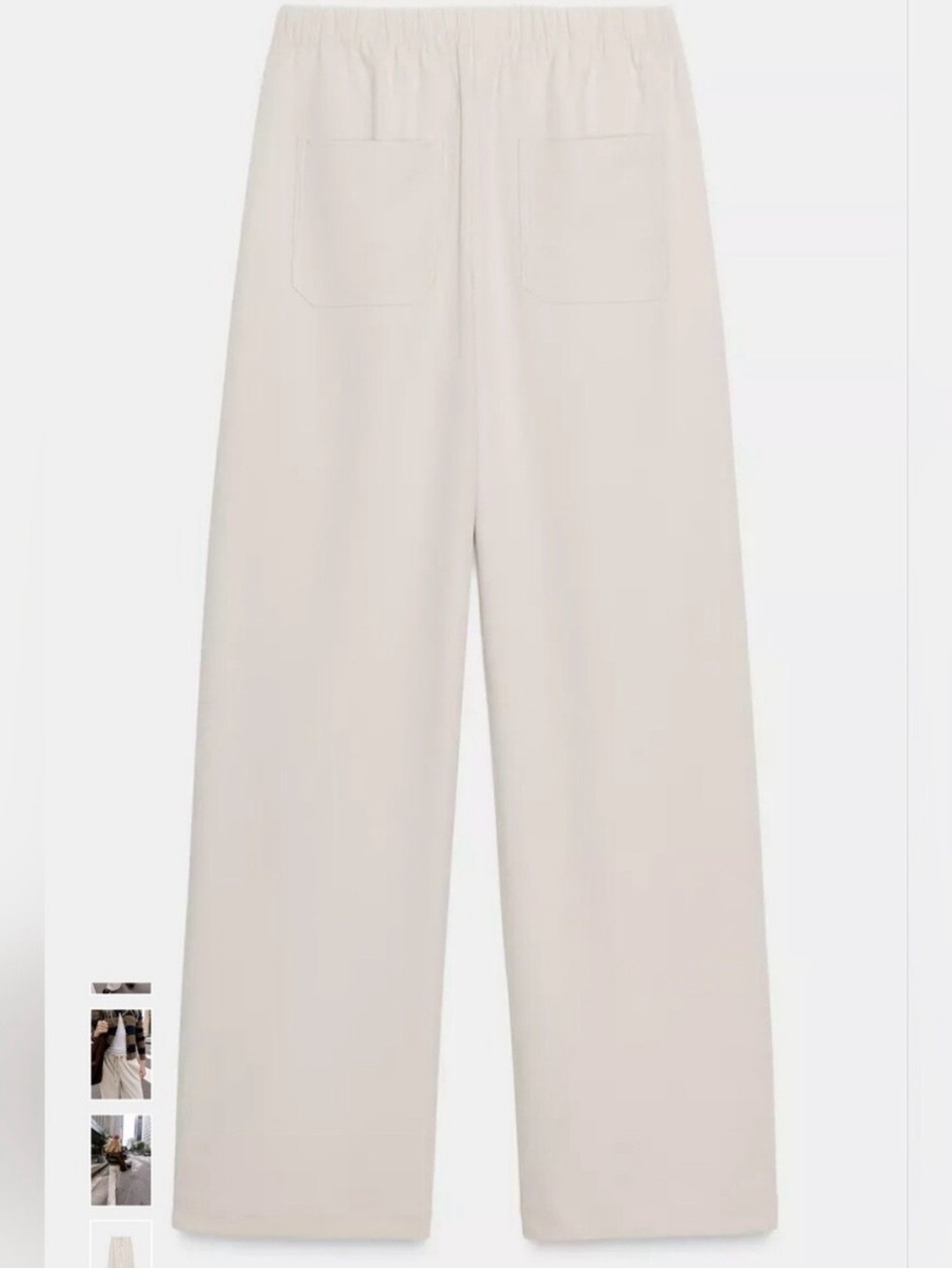 ZARA Cream Off-White Wide Leg Elastic Waist Drawstring Pants XS (Fits Small) - Picture 4 of 11